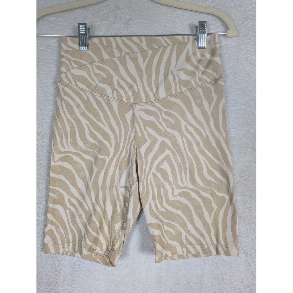 Old Navy Bike Short Women's Small Tan Zebra PowerChill Crossover Extra High-Rise